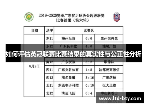 如何评估英冠联赛比赛结果的真实性与公正性分析 如何评估英冠联赛比赛结果的真实性与公正性分析